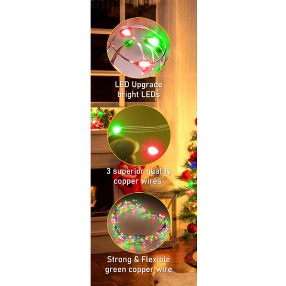 203FT Outdoor Plug in,600 LED StringWaterproof 8 Modes Memory - Picture 6 of 7